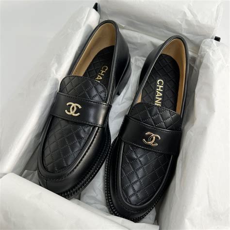 chanel shiny calfskin loafers.